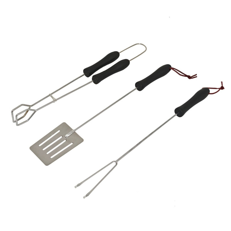 Accesorii pentru gratar KY2650, otel inoxidabil, maner plastic, 45.5 cm, set 3 buc Accesorii pentru gratar KY2650, otel inoxidabil, maner plastic, 45.5 cm, set 3 buc