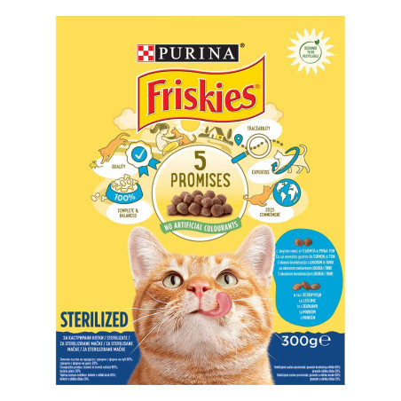 Hrana uscata pentru pisici Friskies Sterile, adult, somon si legume, 300g