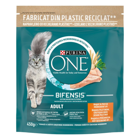 Hrana uscata pentru pisici, Purina One, adult, pui, 450 g