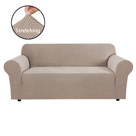 Husa pentru canapea 3 locuri, poliester + spandex, bej