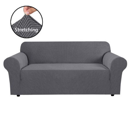 Husa pentru canapea 3 locuri, poliester + spandex, gri
