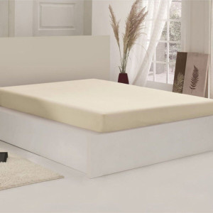 Husa saltea, Caressa Jersey, 180 x 200 cm, bumbac, crem