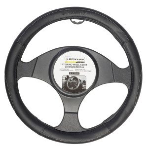 Husa volan auto Dunlop, piele sintetica, negru, D 37 - 39 cm