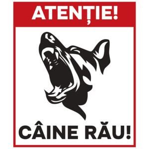 Indicator atentionare caine rau Sun Prints, PVC, dreptunghiular, 16 x 19 cm