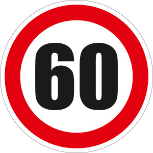 Indicator semnalizare Limitare viteza 60, autocolant, diametru 12 cm