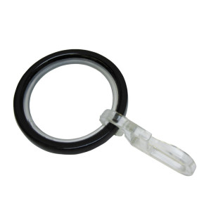 Inel galerie Chicago 31035, metal, negru, carlig + lacas culisare, 10 buc / set