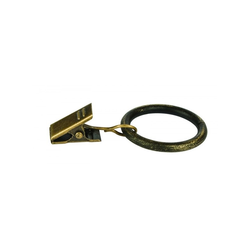 Inel galerie, cu clema, metal, auriu antic, 25 mm, 10 buc / set