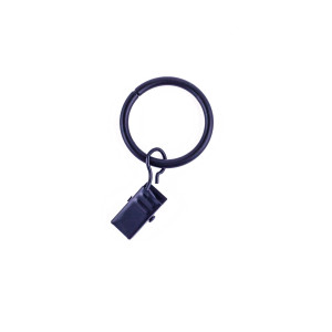 Inel galerie, cu clema, metal, negru, 19 mm, 10 buc / set