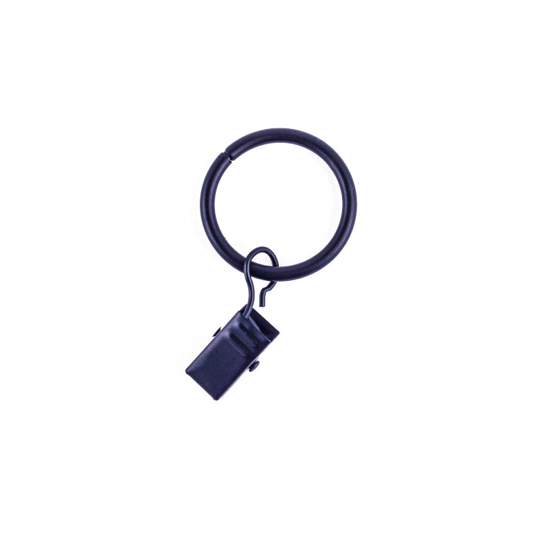 Inel galerie, cu clema, metal, negru, 19 mm, 10 buc / set