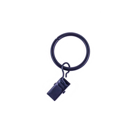 Inel galerie, cu clema, metal, negru, 19 mm, 10 buc / set