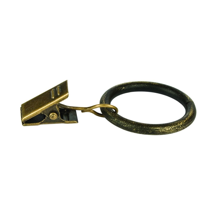 Inel galerie, fier forjat, cu clema, negru auriu, 16 mm, 10 buc / set