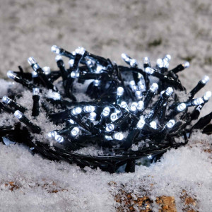 Instalatie brad Craciun, Hoff, 180 LED-uri albe cu lumina rece, 17.9 metri, controler, interior / exterior, alimentare baterii