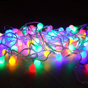 Instalatie brad Craciun sfere, Hoff, 100 LED-uri multicolore, 7.92 m, controler, interior / exterior