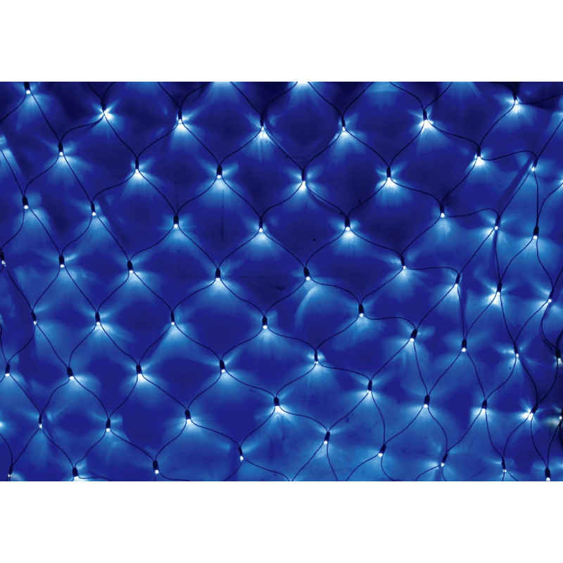 Instalatie plasa Craciun, Hoff Net 735120, 108 LED-uri albastre + 12 LED-uri flash, 2 x 2 m, interior / exterior