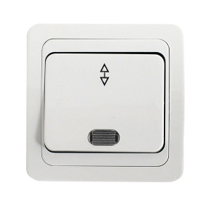 Intrerupator cap scara cu indicator luminos Comtec Eco MF0012-05234, incastrat, ceramica, rama inclusa, alb