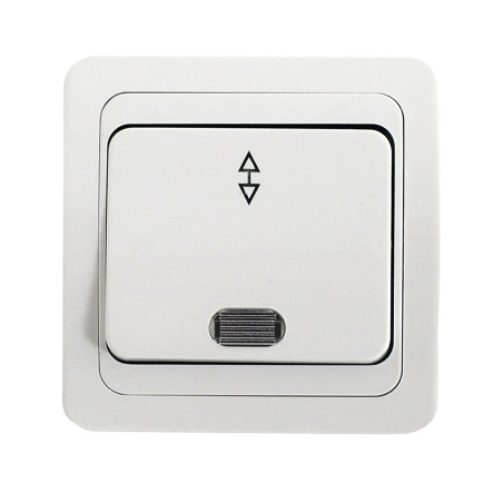 Intrerupator cap scara cu indicator luminos Comtec Eco MF0012-05234, incastrat, ceramica, rama inclusa, alb