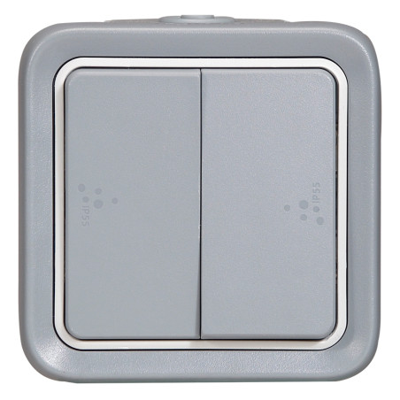 Intrerupator cap scara dublu Legrand Plexo 069715, aparent, rama inclusa, gri, IP55