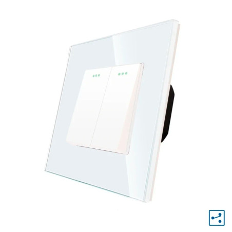 Intrerupator cap scara dublu Luxion LXD-MP005GF-W, incastrat, rama din sticla inclusa, alb