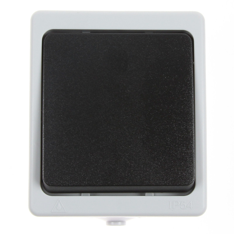 Intrerupator cap scara Hoff Cubik, aparent, 10A, IP54, gri + negru