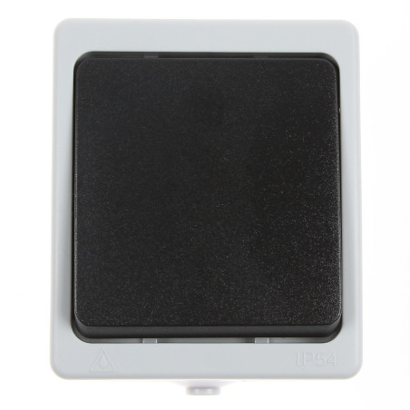 Intrerupator cap scara Hoff Cubik, aparent, 10A, IP54, gri + negru