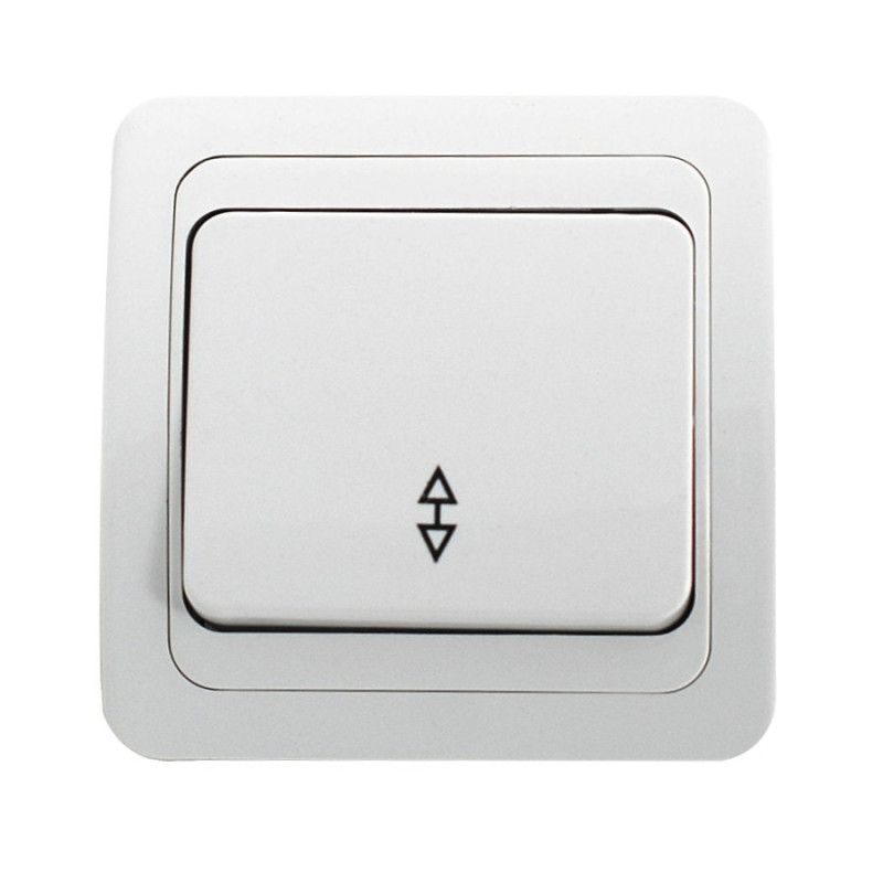 Intrerupator cap scara simplu Comtec Eco Premium, MF0012-06020, incastrat, ceramica, rama inclusa, alb