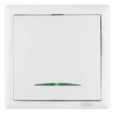 Intrerupator cap scara simplu cu indicator luminos Elegant 045631, incastrat, rama inclusa, alb