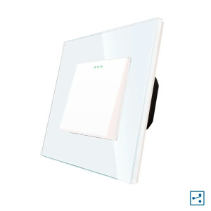 Intrerupator cap scara simplu Luxion LXD-MP002GF-W, incastrat, rama din sticla inclusa, alb