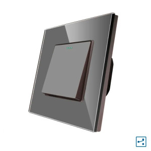 Intrerupator cap scara simplu LXD-MP002GF-GY, incastrat, rama din sticla inclusa, gri