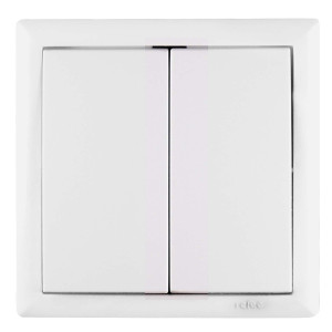 Intrerupator dublu Elegant IMBD E 45587, incastrat, rama inclusa, alb