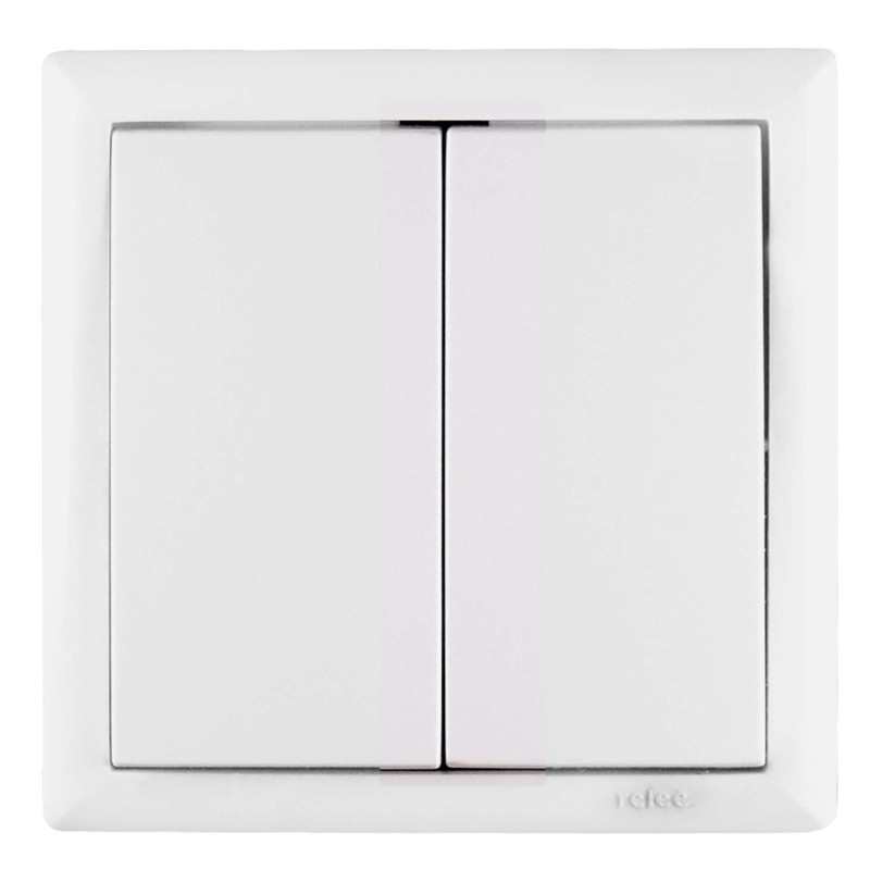 Intrerupator dublu Elegant IMBD E 45587, incastrat, rama inclusa, alb