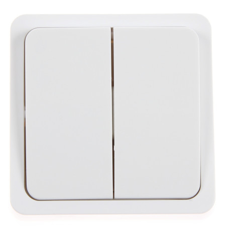 Intrerupator dublu Hoff Mini, aparent, 10A, alb