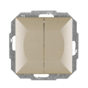Intrerupator dublu iluminat Abex Perla WP-2P/S SA, incastrat, satin