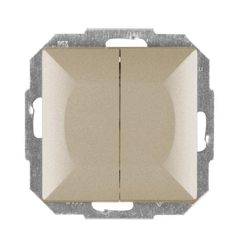 Intrerupator dublu iluminat Abex Perla WP-2P/S SA, incastrat, satin