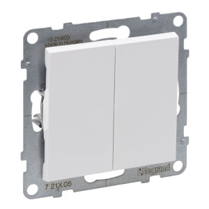 Intrerupator dublu Legrand New Suno 721105, incastrat, alb