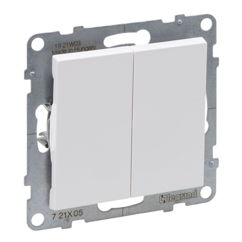 Intrerupator dublu Legrand New Suno 721105, incastrat, alb