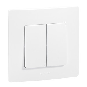 Intrerupator dublu Legrand Niloe 396420, incastrat, rama inclusa, alb