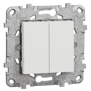 Intrerupator dublu Schneider Electric Noua Unica NU521118Z, incastrat, 10A, alb