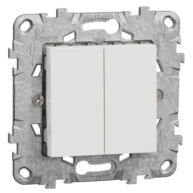 Intrerupator dublu Schneider Electric Noua Unica NU521118Z, incastrat, 10A, alb