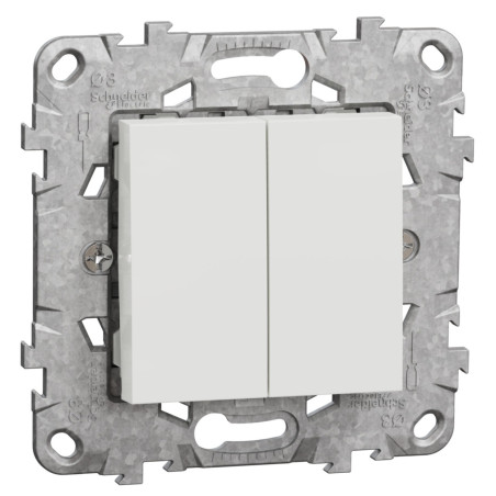 Intrerupator dublu Schneider Electric Noua Unica NU521118Z, incastrat, 10A, alb