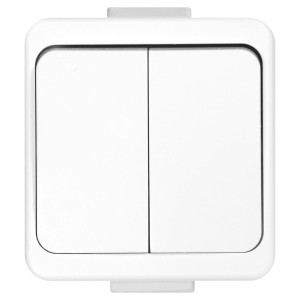 Intrerupator dublu Smart WNT-2S, aplicat, rama inclusa, alb