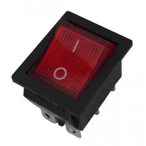 Intrerupator pe fir, simplu, cu indicator luminos, Adeleq 02-547, incastrat, rosu cu negru
