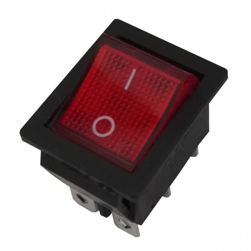 Intrerupator pe fir, simplu, cu indicator luminos, Adeleq 02-547, incastrat, rosu cu negru