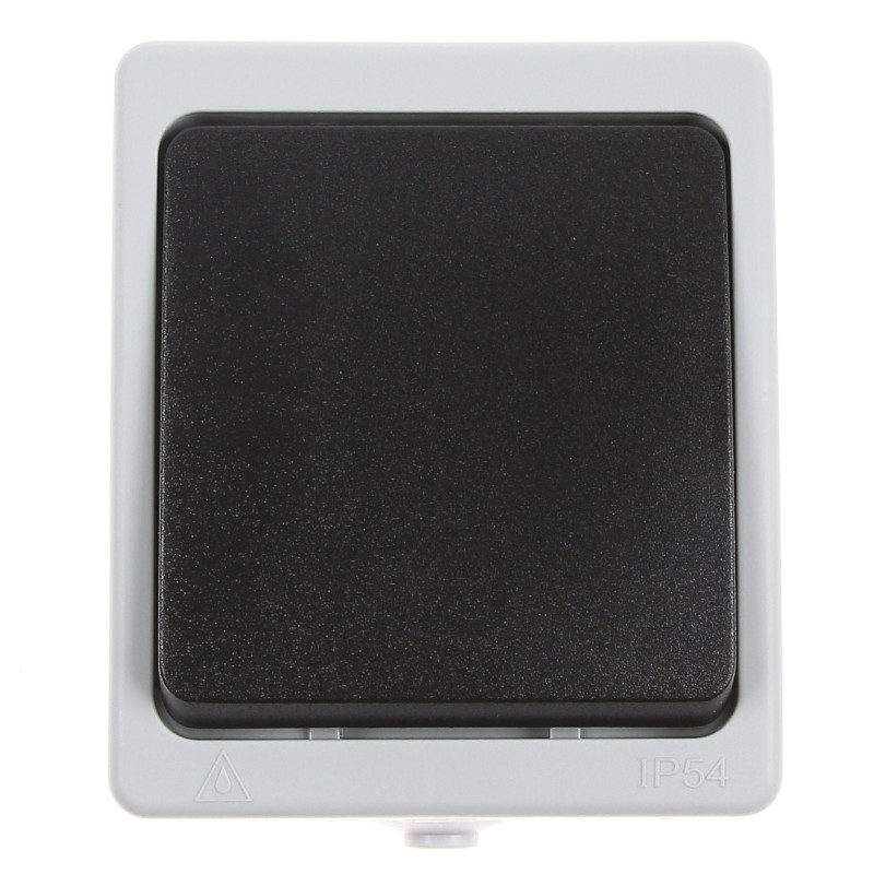 Intrerupator simplu Hoff Cubik, aparent, 10A, IP54, gri + negru