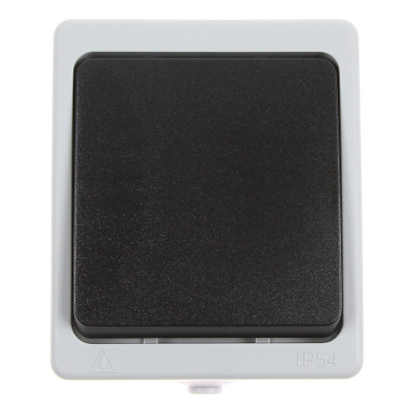 Intrerupator simplu Hoff Cubik, aparent, 10A, IP54, gri + negru