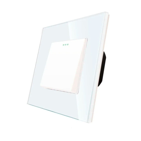 Intrerupator simplu Luxion LXD-MP001GF-W, incastrat, rama din sticla inclusa, alb
