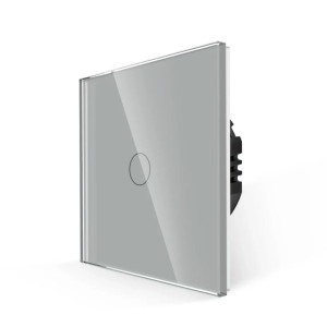 Intrerupator touch simplu cu indicator luminos, Luxion LXD-ST-101G-GY, incastrat, rama din sticla inclusa, gri