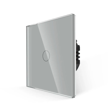 Intrerupator touch simplu cu indicator luminos, Luxion LXD-ST-101G-GY, incastrat, rama din sticla inclusa, gri
