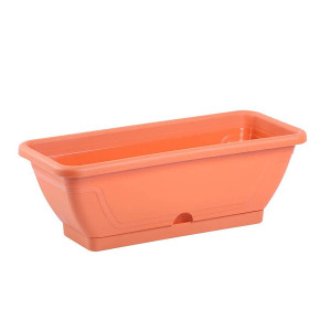 Jardiniera din plastic Terra 3858, cu suport, interior / exterior, dreptunghiulara, teracota, 45 x 18 x 16 cm