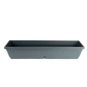 Jardiniera din plastic Verbena, cu suport, interior / exterior, dreptunghiulara, antracit, 80 x 20 x 15.5 cm