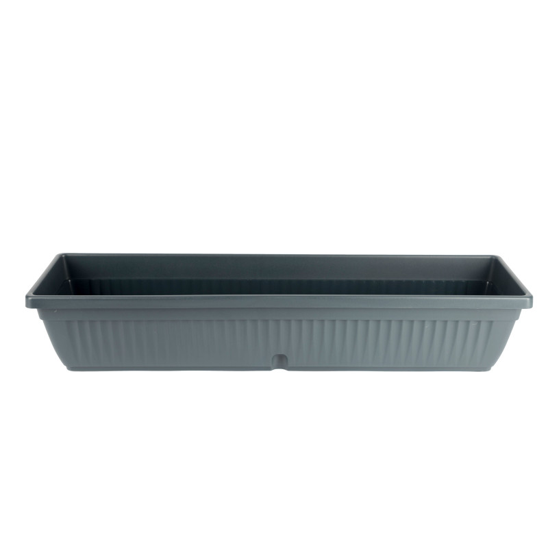 Jardiniera din plastic Verbena, cu suport, interior / exterior, dreptunghiulara, antracit, 80 x 20 x 15.5 cm